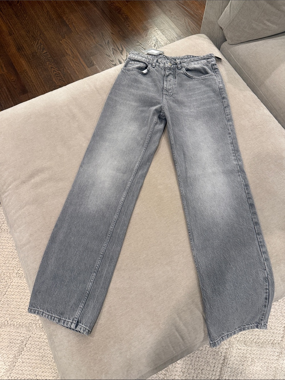 Straight-Leg Washed Gray Men's Jeans
